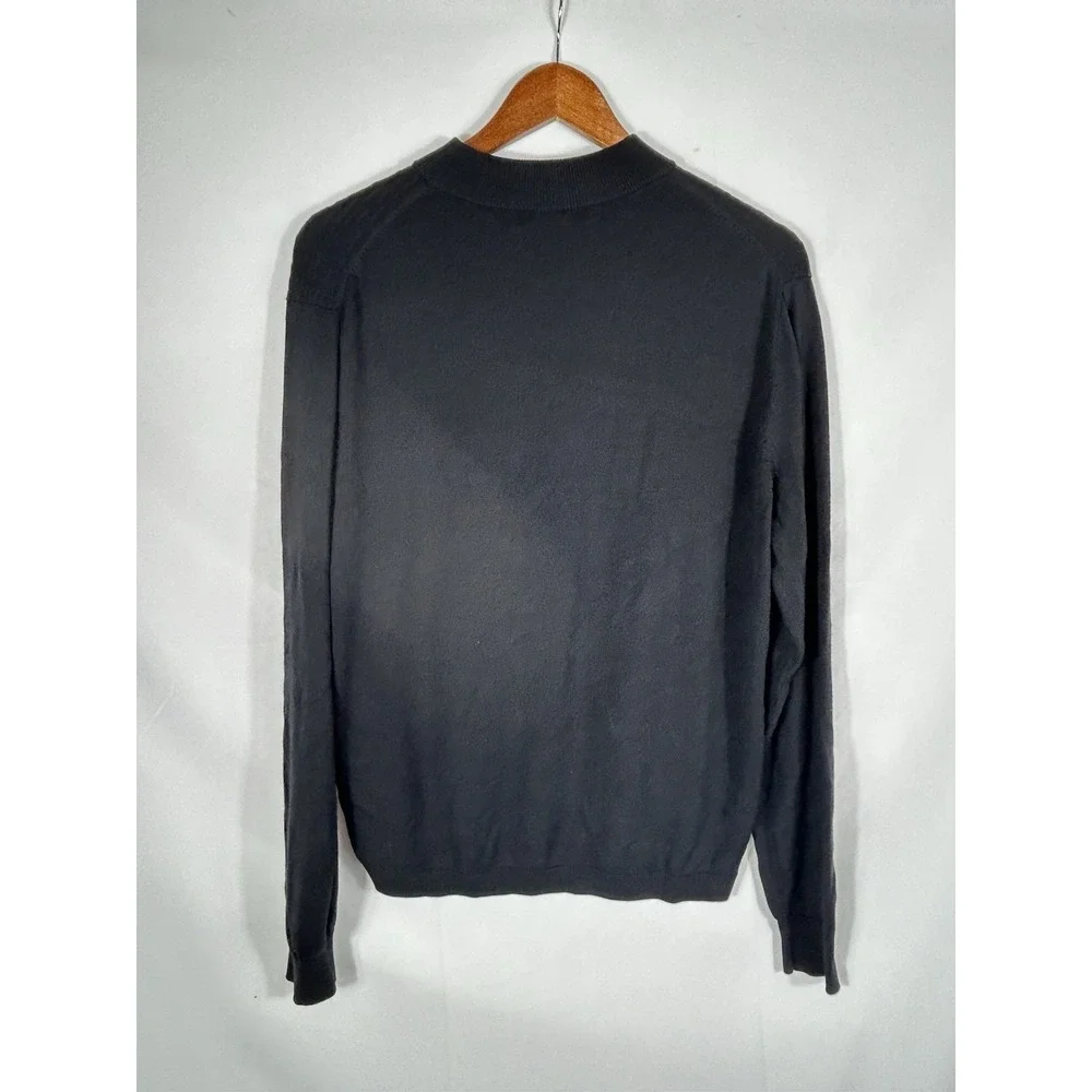 Murano 100% Silk Ribbed Knit‎ Sweater Long Sleeve Black Size L Y2K Friends Joey